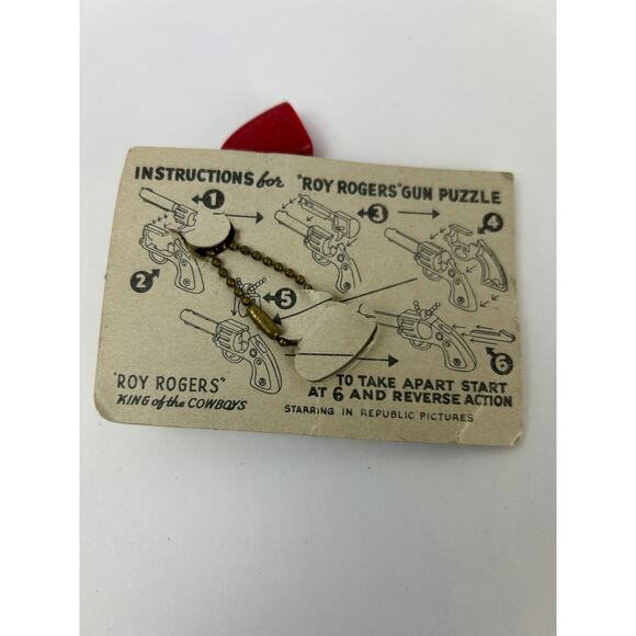 Vintage Roy Rogers Gun Puzzle Key Chain 1950s Plas-Trix Co Brooklyn NY - Picture 3 of 3